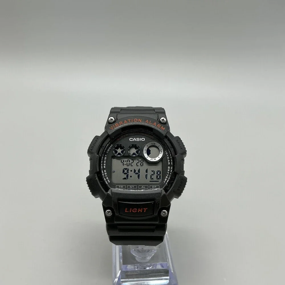 Casio 3416 W-735H Mens Watch 44mm Digital Black Resin Vibration Alarm Sport